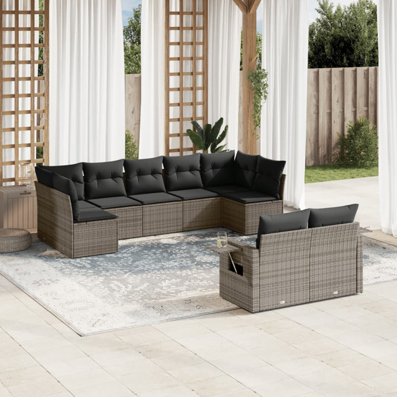Ensemble de canapé de jardin Vidaxl, canapé gris, coussins gris foncé
