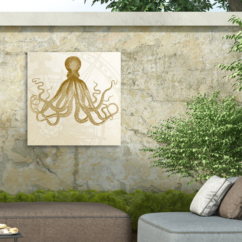 Toile pour l'extérieur Marcus Jules Gold Octopus, H 14 po x l 14 po