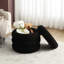 Repose-pieds rond avec rangement en velours / lin Leiani-92576539