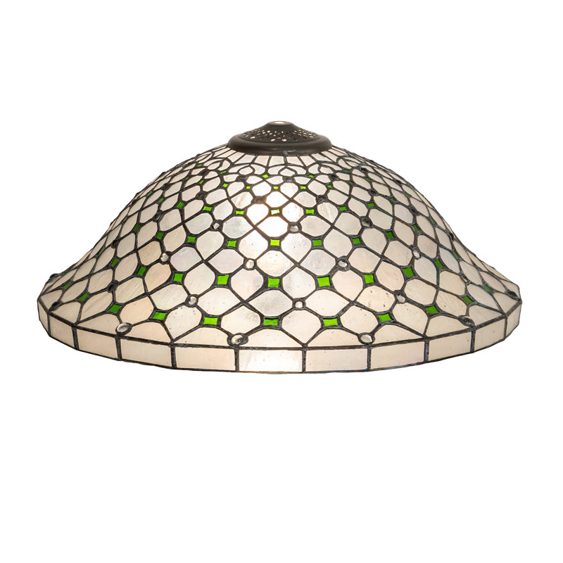 Meyda Tiffany & Stained Glass Bowl Lamp Shade, Ivory/Ivy Green/Mahogany Bronze
