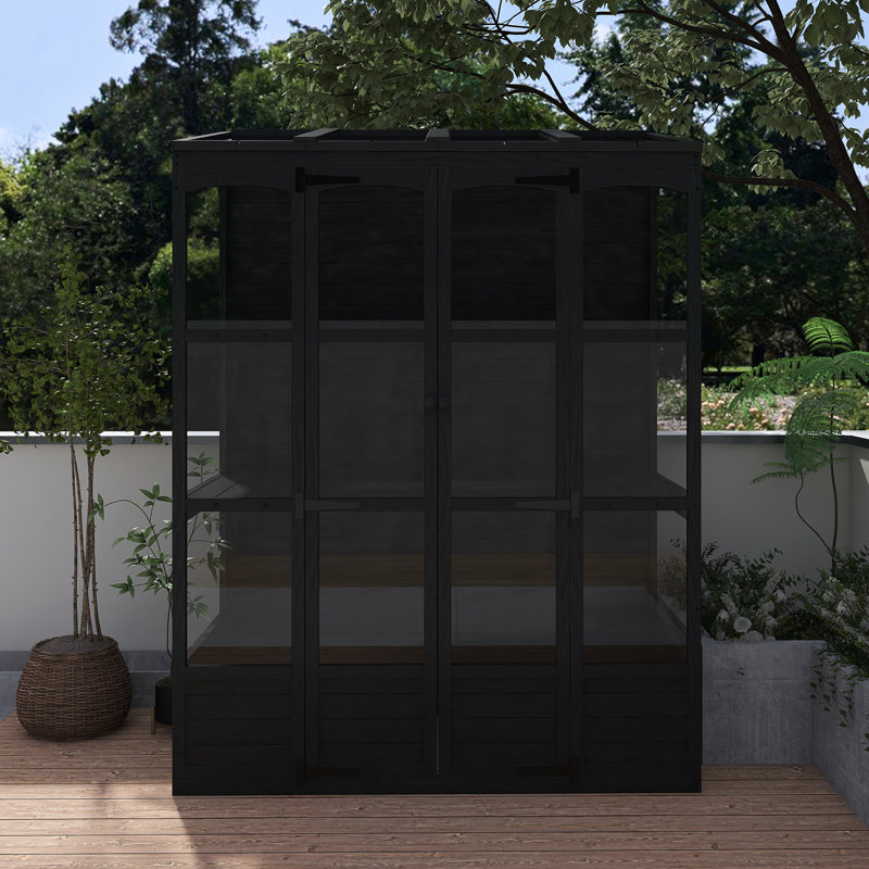 78-Inch Wooden Greenhouse Cold Frame, Black