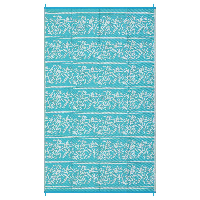 Area Rug Waterproof Reversible Outdoor Rug  Boho Leaf Design  Patio Rug Lightweight, UV & Mark Resistant Patio Carpet with Stakes & Storage Bag for RV, Camping, Picnic, Deck, Backyard
