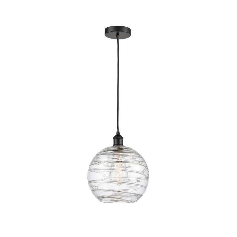 1 - Light Single Drop Pendant Pendant, Clear, 12.75" H x 10" W x 10" D, Matte Black