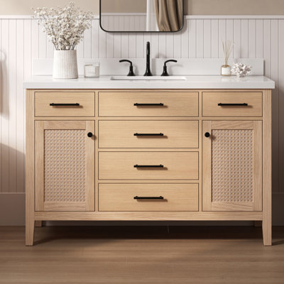 Broeder Single Sink Bathroom Vanity with Pure White Quartz Top