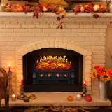 Abyaan  Electric Fireplace Log Set Heater 21in, Flame Brightness Adjustable, Realistic Ember Bed