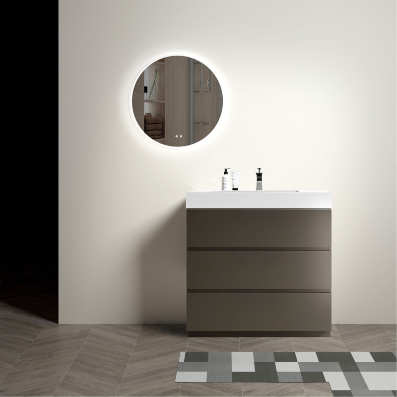 Meuble-lavabo élégant avec rangement spacieux et design moderne, parfait pour les salles de bain contemporaines., Blanc, Gris
