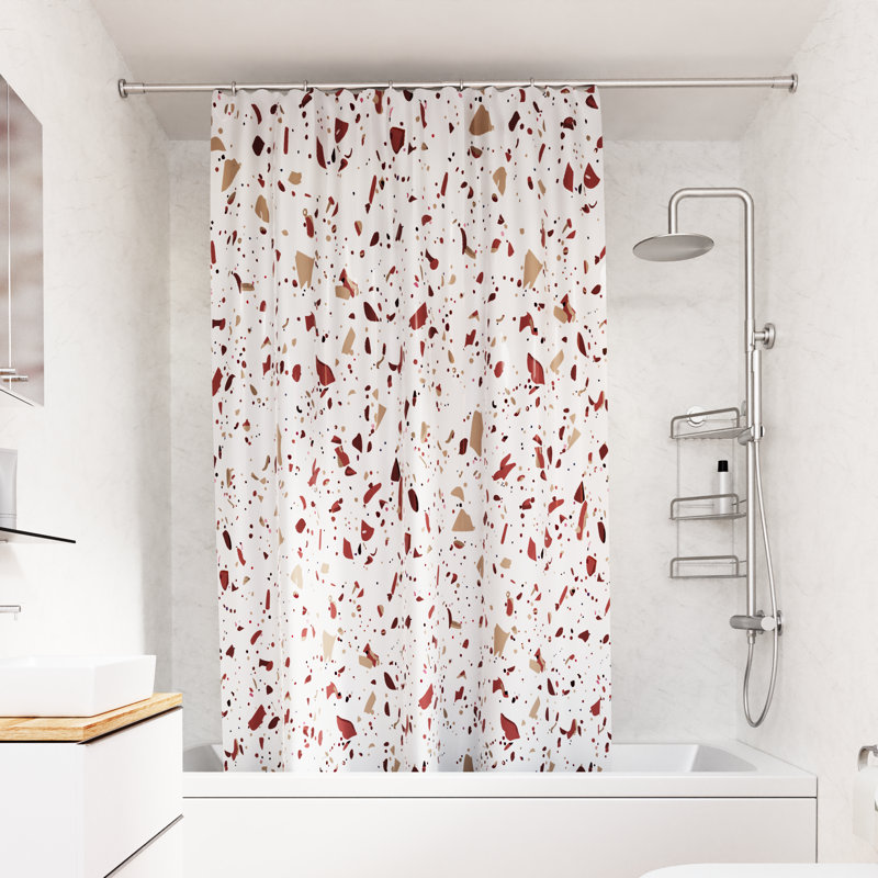 Croydex Polyester Shower Curtain, White/Pink