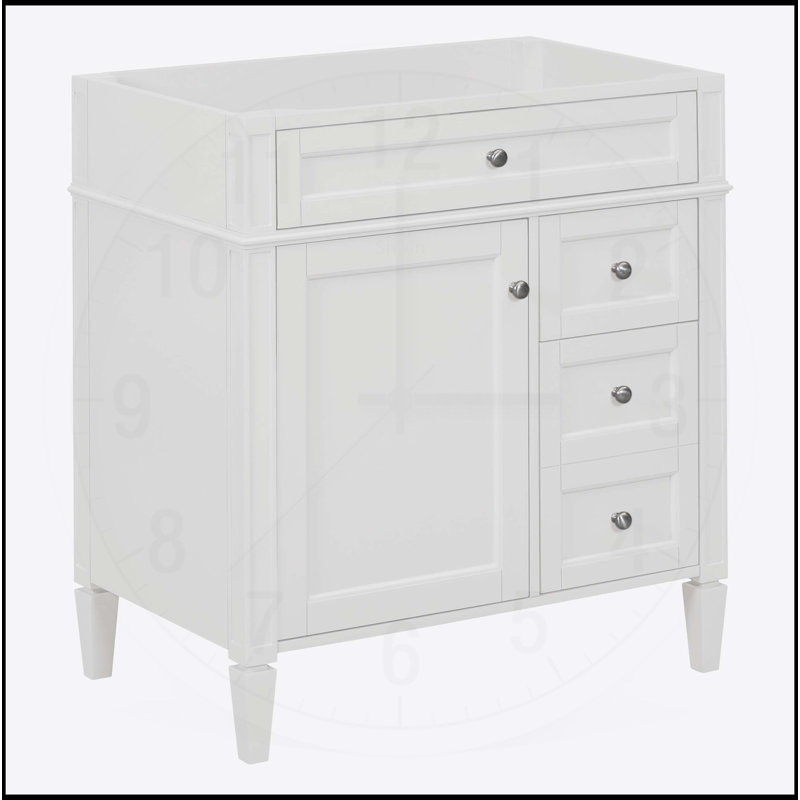 Meuble-lavabo de salle de bain sans lavabo supérieur, Blanc, H 33 po x l 29,3 po x P 17,87 po