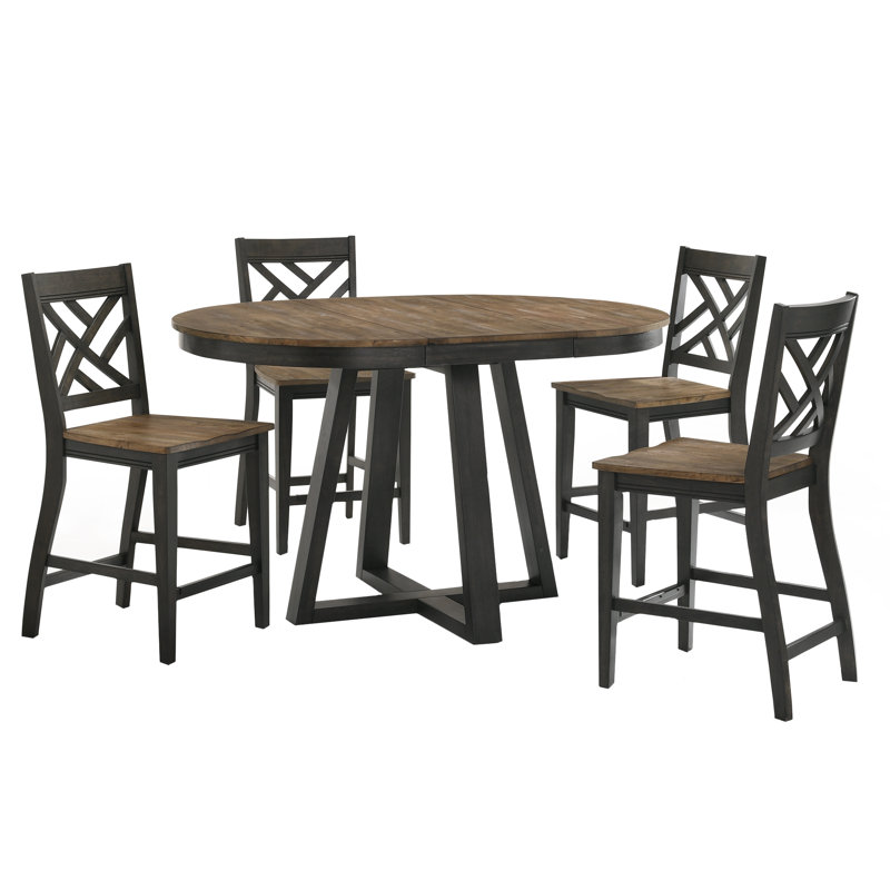Rabee Extendable Oval Solid Wood Dining Table, 36"