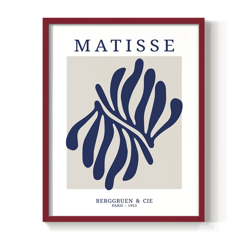 Matisse CDXII, reproduction encadrée - bois massif, Cadre simple rouge, H 10 po x l 8 po