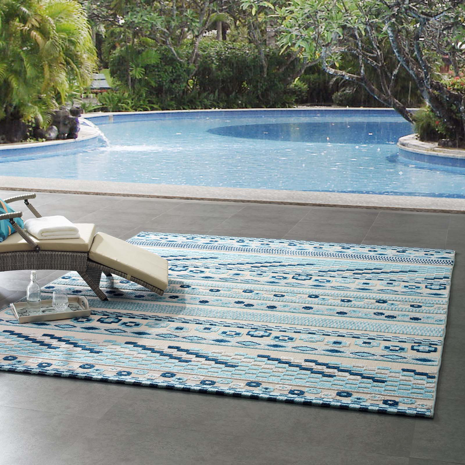 Modway Reflect Cadhla Abstract Geometric Indoor and Outdoor Area Rug by ...