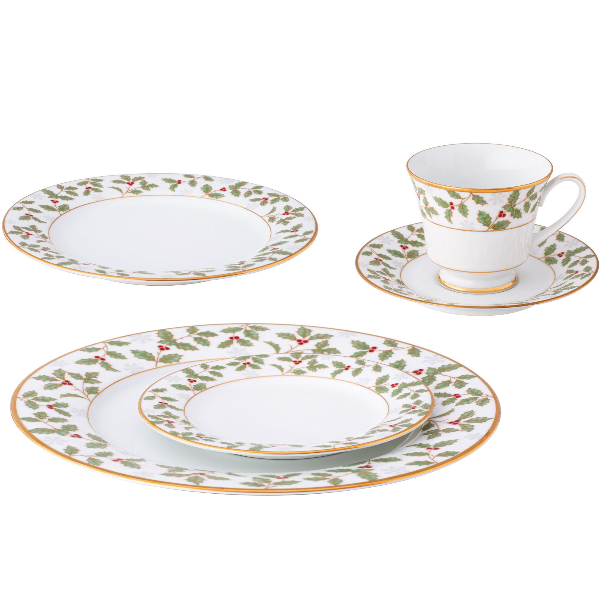 Noritake Holly and Berry Gold 5-Piece Place Setting, Service for 1 &  Reviews