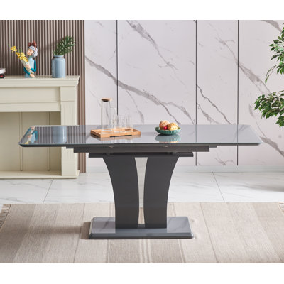 Mozart Grey Glass 6 Seater Extending Dining Table