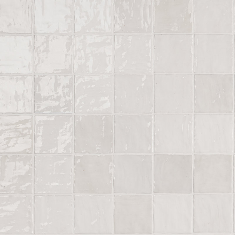 Bond Tile Karma 4" x 4" Glazed Ceramic Wall Tile (6.45 Sq. Ft. / Case), White