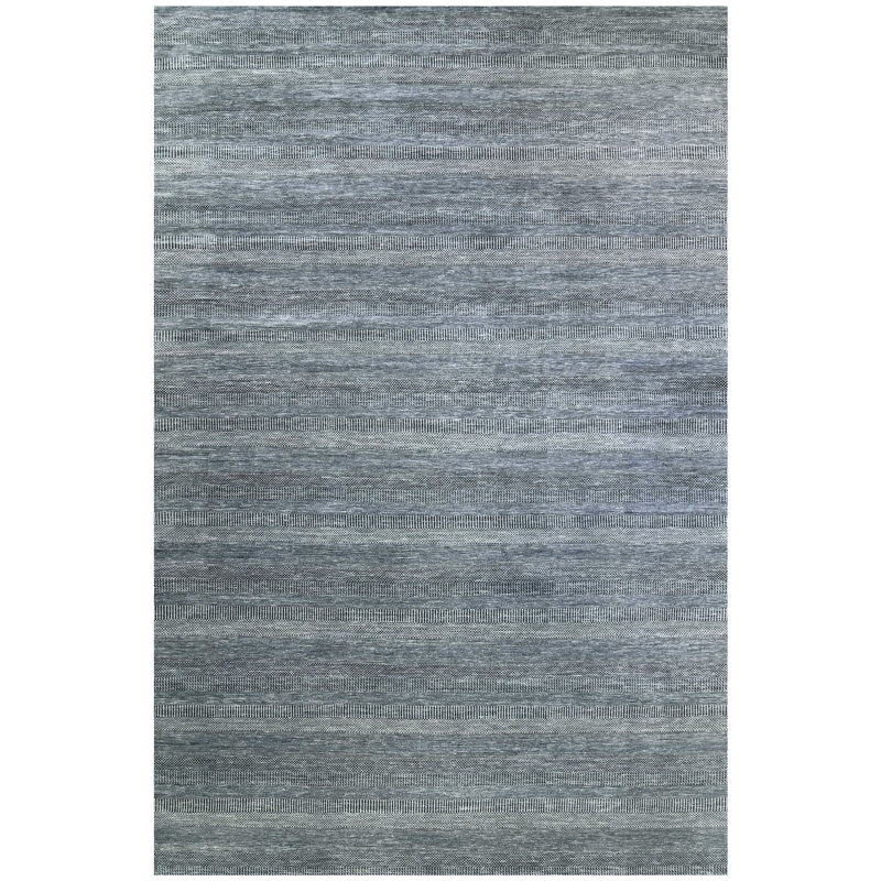 Hand Knotted Wool Striped Area Rug in Charcoal/Silver