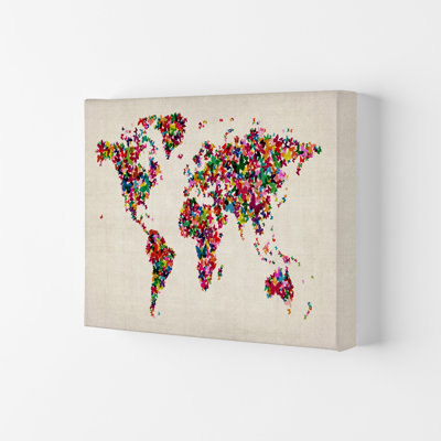 Butterfly Map of the World by Michael Tompsett - 1 Piece Wall Art