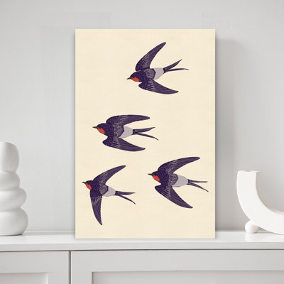 Contemporary Art Retro Rustic Serene Bird Nature Sunrise Wall Art 1 Piece Wrapped Canvas Wall Art