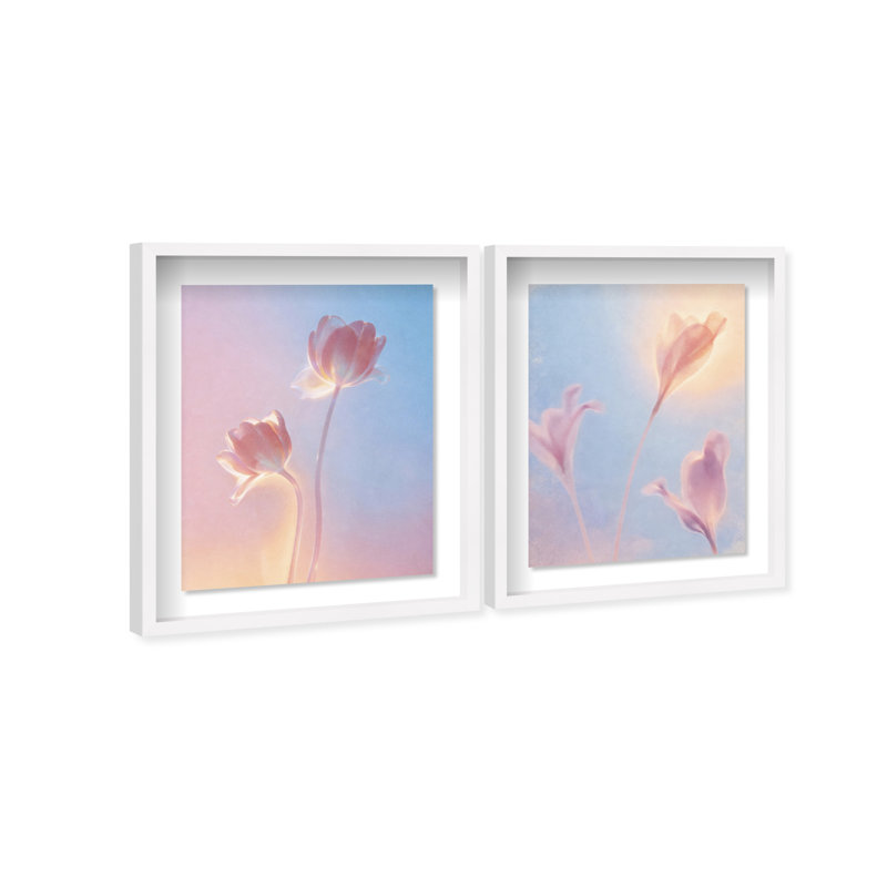 Iridescent Spring Set Shadowbox Floral & Botanical Print by Oliver Gal, Black Frame, 16 x 20, 17.5"H x 21.5"W