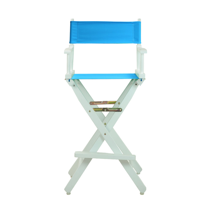 30" Folding Director Chair with Canvas, White, Turquoise