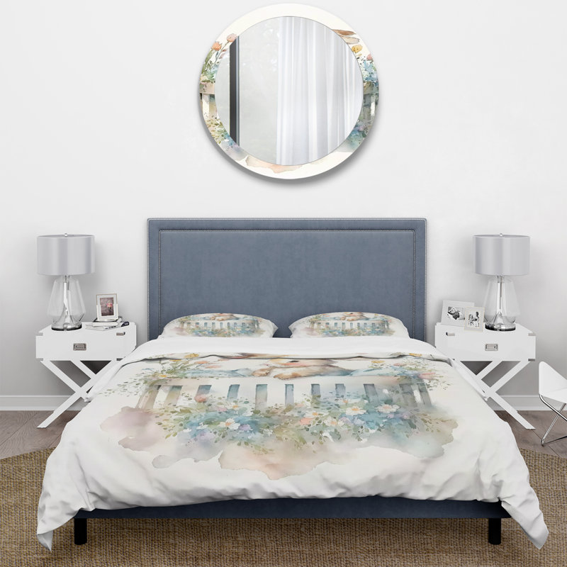 Ensemble de housse de couette Baby Bunny In Crib With Flowers II - animaux - microfibre de polyester