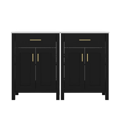 Meuble-lavabo double 48 po en bois avec tiroirs basculants 48 po