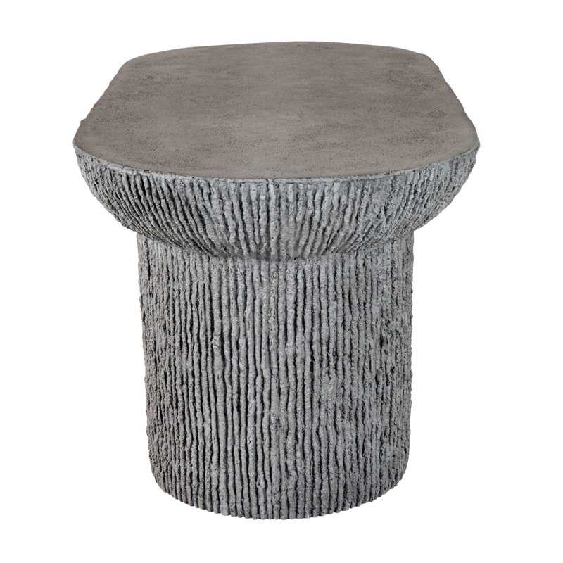 Table basse ovale Cast Stone Brant - Gris pierre vieilli, Gris pierre délavé