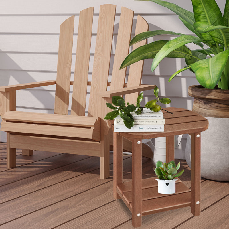 Oval Double Adirondack Side Table,Patio Table,Embossed Brown, Embossed Brown