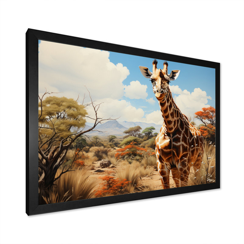 «African Savannah Stroll I» sur toile, Cadre simple noir, H 24 po x l 32 po x P 1 po