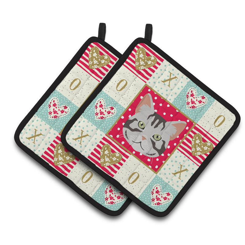 Ensemble de cuisinier poignée 2 pièces carolines brésilien chat love, American Shorthair