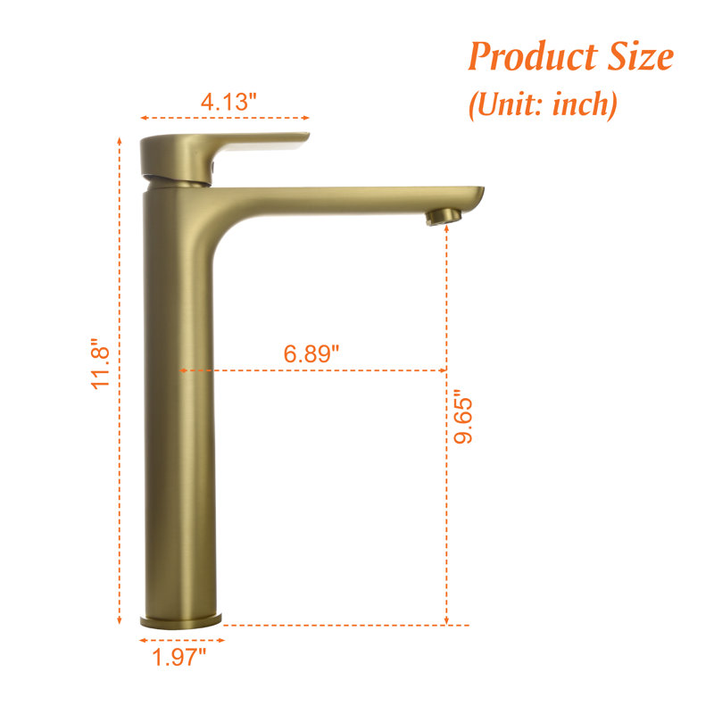 Single-Hole Bathroom Faucet, Brushed Gold