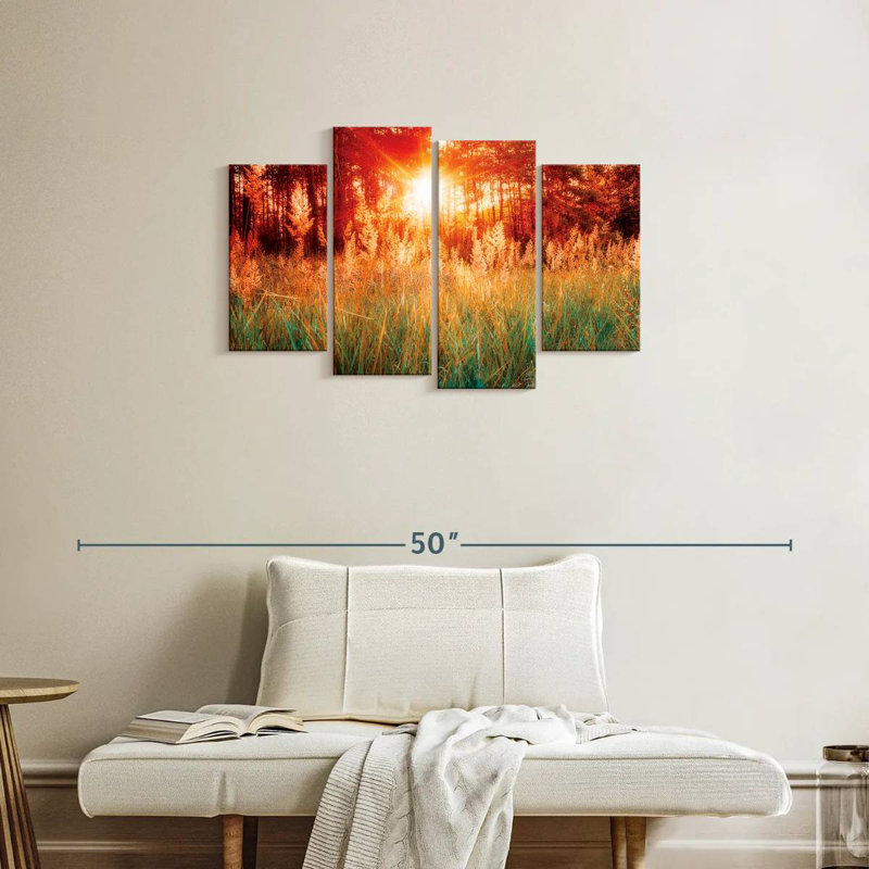 Harnek coucher de soleil avec de l'herbe, H 22 po x l 36 po