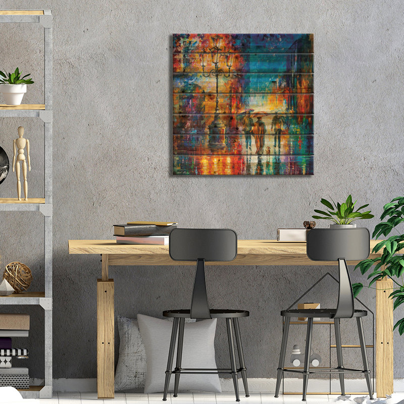 «Strong Rain» par Leonid Afremov - impression sur bois sans cadre