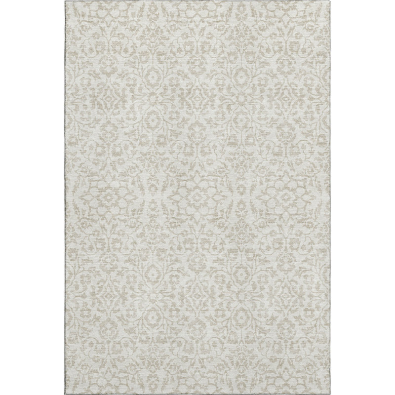 Premium Machine Washable Prisco Ivory Rug, Rectangle 9' x 12'