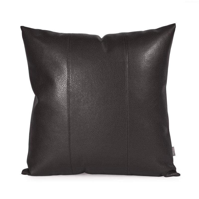Coussin décoratif en similicuir, 20 po x 20 po, Noir