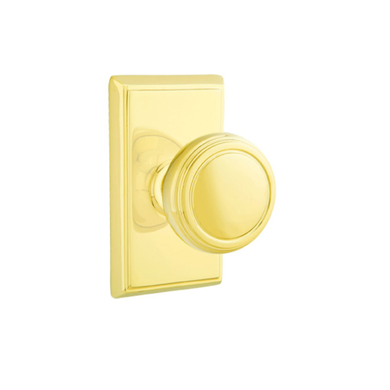 Ensemble de boutons d'intimité Emtek avec rosette rectangulaire et bouton Norwich, Nickel satiné par chrome poli