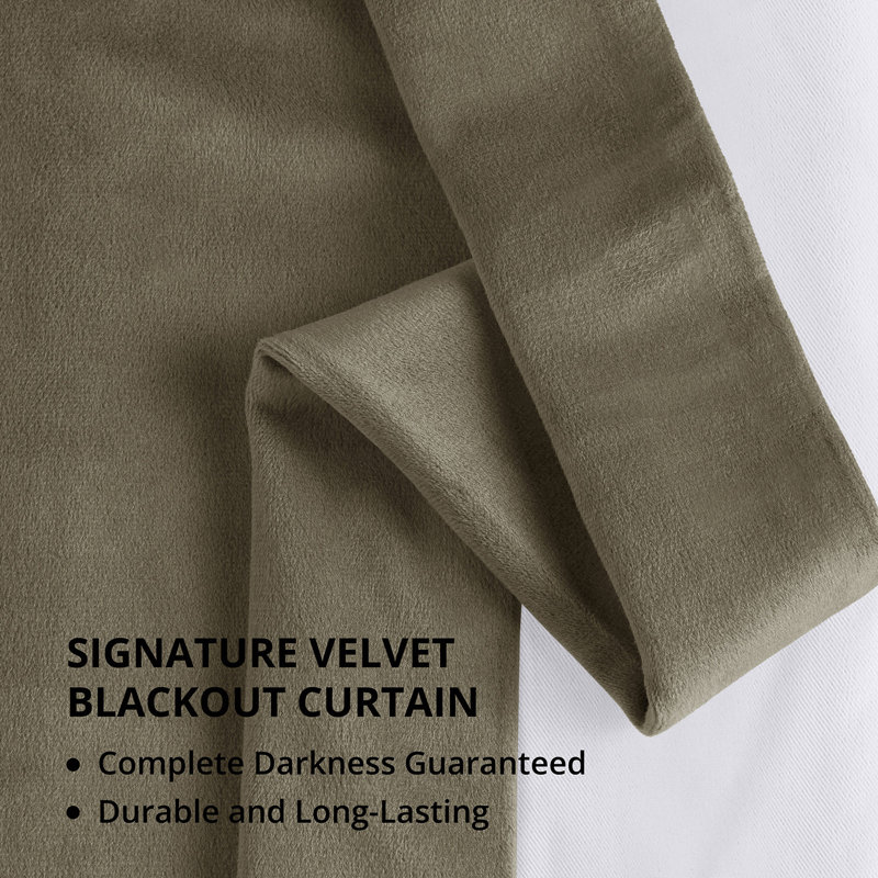 Olivia Velvet Blackout Curtain (1 Panel), Denver Taupe, 50" W x 84" L