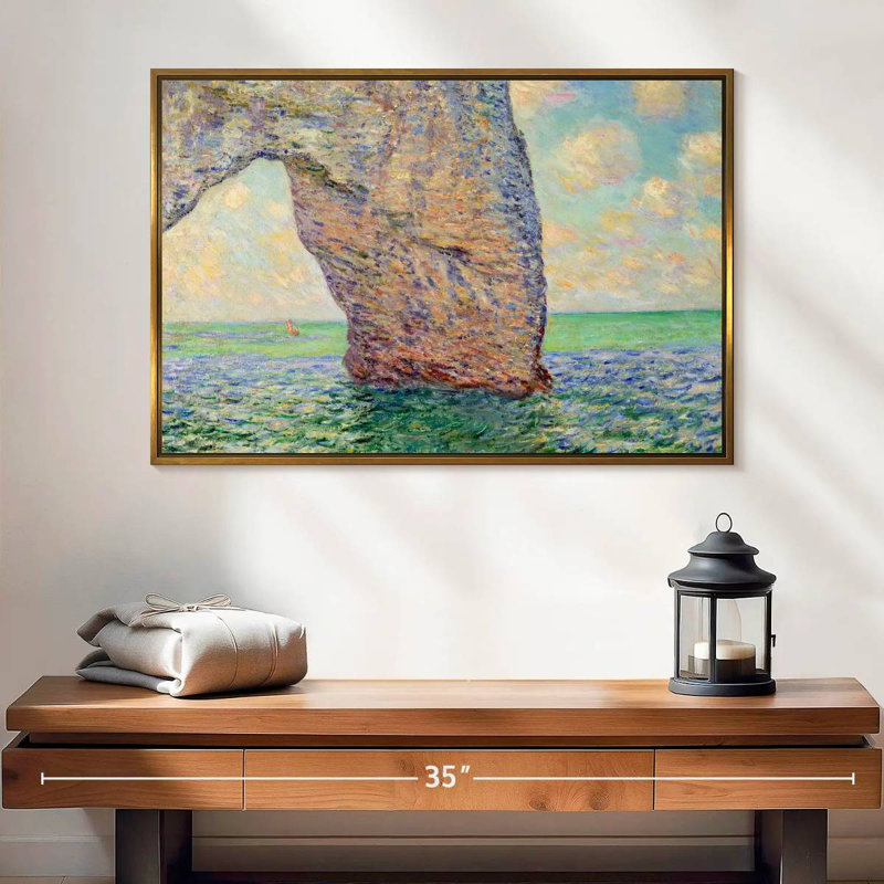 The Cliff At Etretat, 25" X 17", Floating Frame Gold