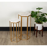 ENSEMBLE DE SUPPORTS-2, MARBRE HEXAGONAL SUR FILET DORÉ 29/24 H