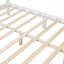 Structure de lit double en bois pleine grandeur, lit plateforme de style rétro avec support en lattes de bois, blanc-1926473284