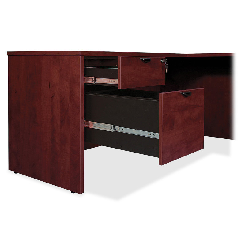 Mahogany Laminate Executive Desk with Filing Cabinets