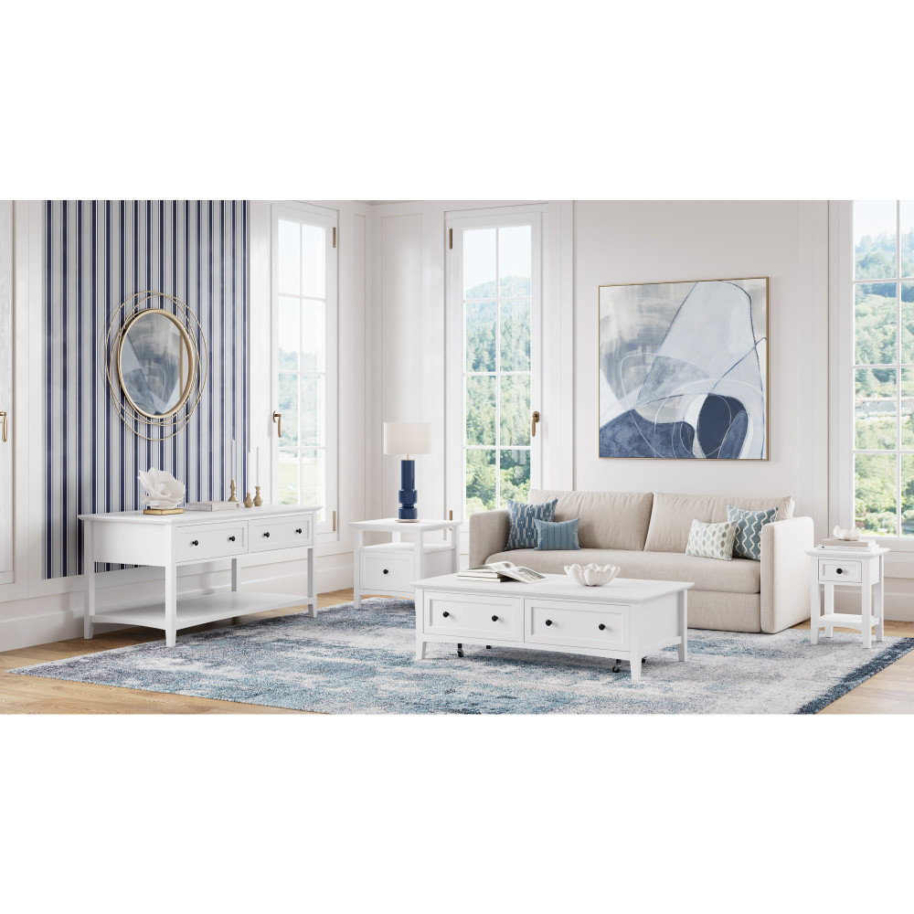 Renee 24" Mahogany End Table, White