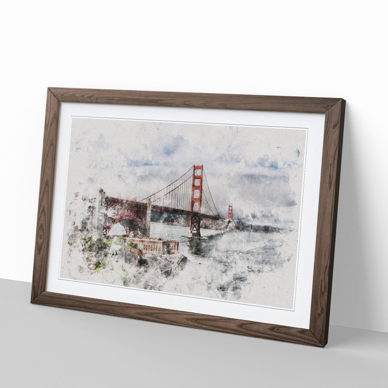 Golden Gate Bridge Vol.5 - Picture Frame Painting, 27cm H x 36cm W x 2cm D, Walnut Framed