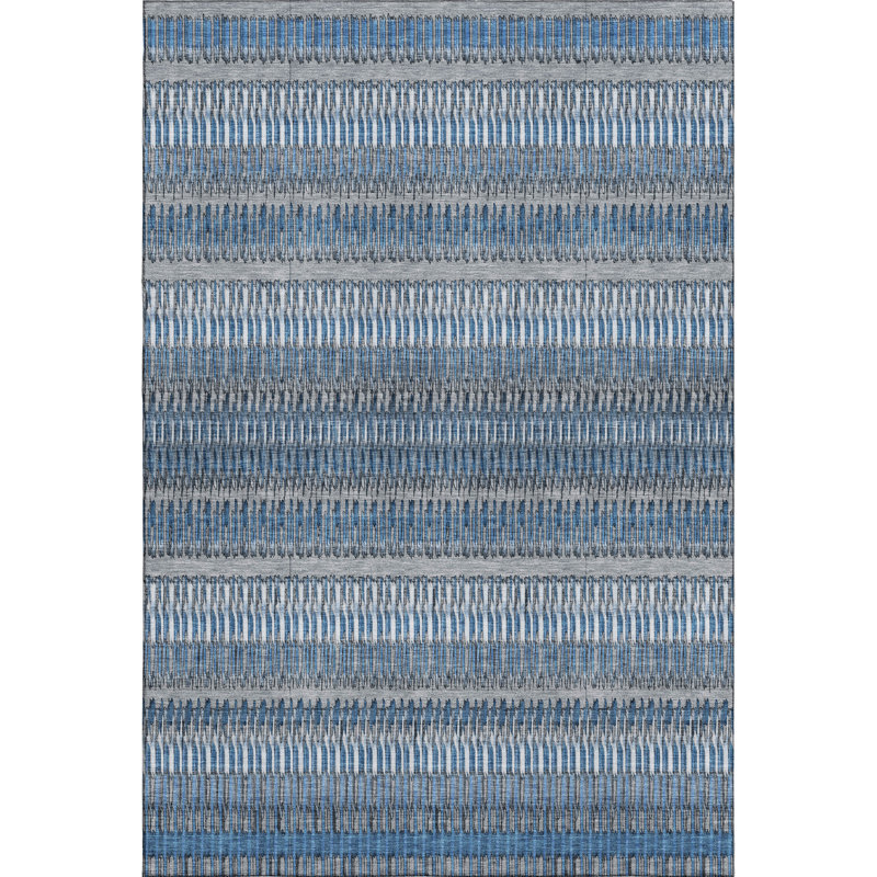 Red and White Rectangular Washable Synthetic Stripe Rug 46" x 30"