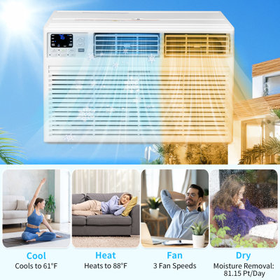 Climatiseur à travers le mur 12 000 BTU Wi-Fi avec chaleur et déshumidificateur