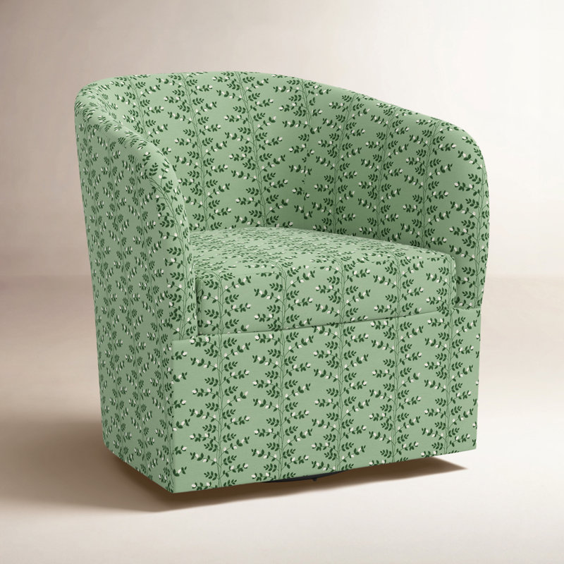 Pembroke Swivel Chair In Climbing Vines Green, Climbing Vines Green