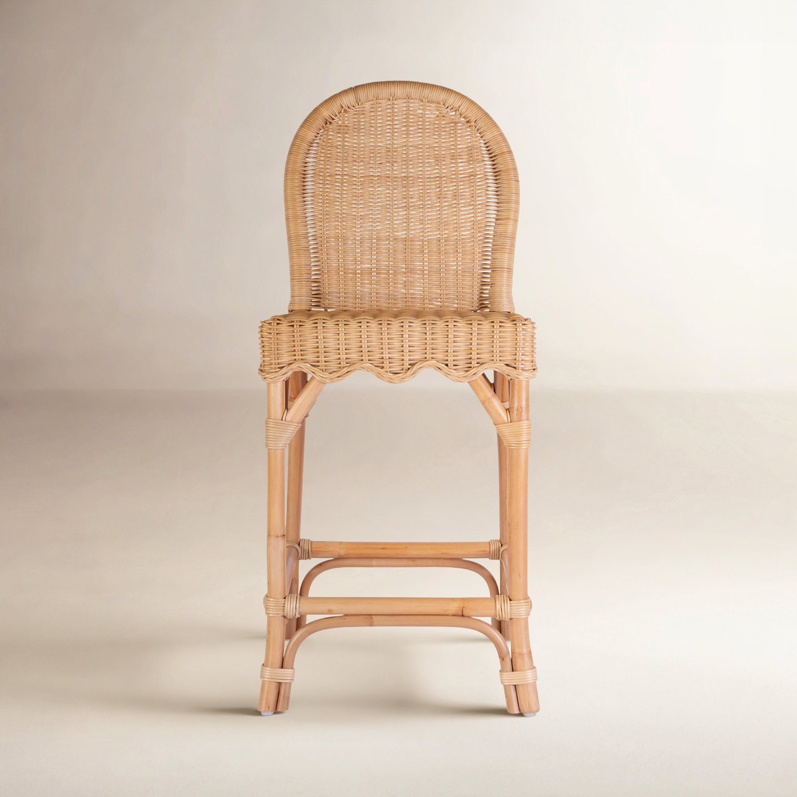 Lacie Rattan Scalloped Bar Stool, Counter Stool (24" Seat Height)