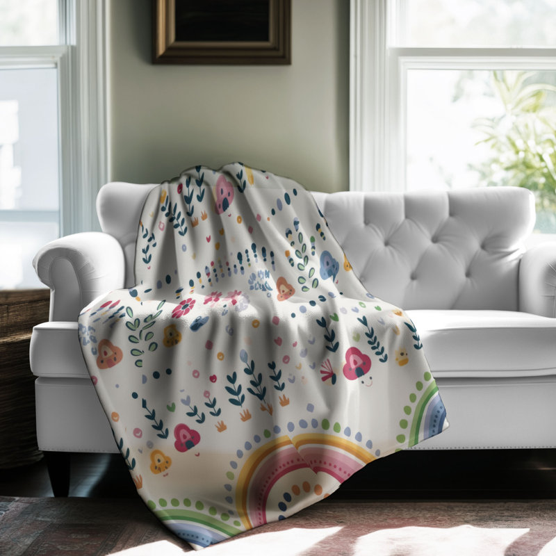 Rainbow Dots - 1 Piece Blanket, 80" L x 60" W