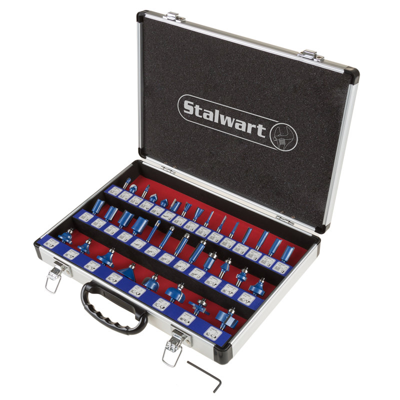 Stalwart Router Bits Set - Carbide Woodworking Tool Kit for Home Improvement