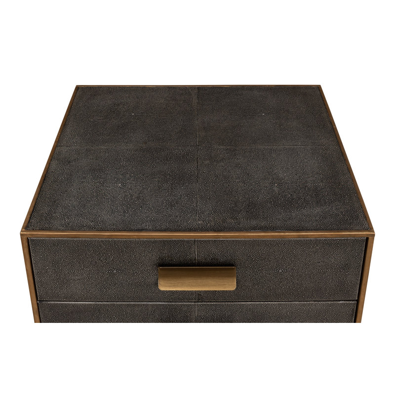 Shagreen 2 - Drawer Solid Wood Nightstand, Antique Gray