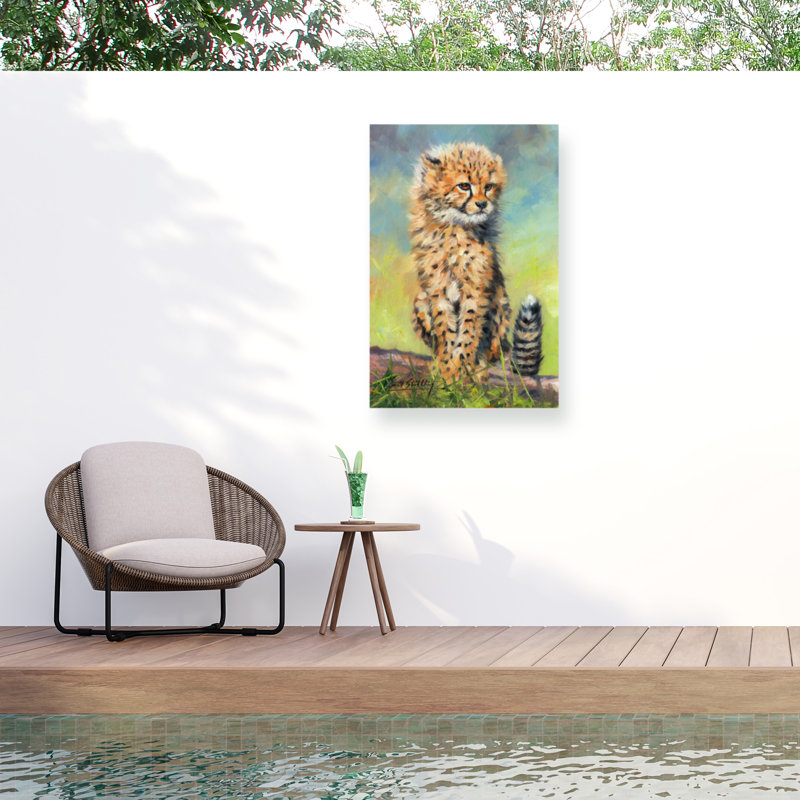Le bébé guépard se réveille David! Toile d'extérieur, H 12 po x l 19 po